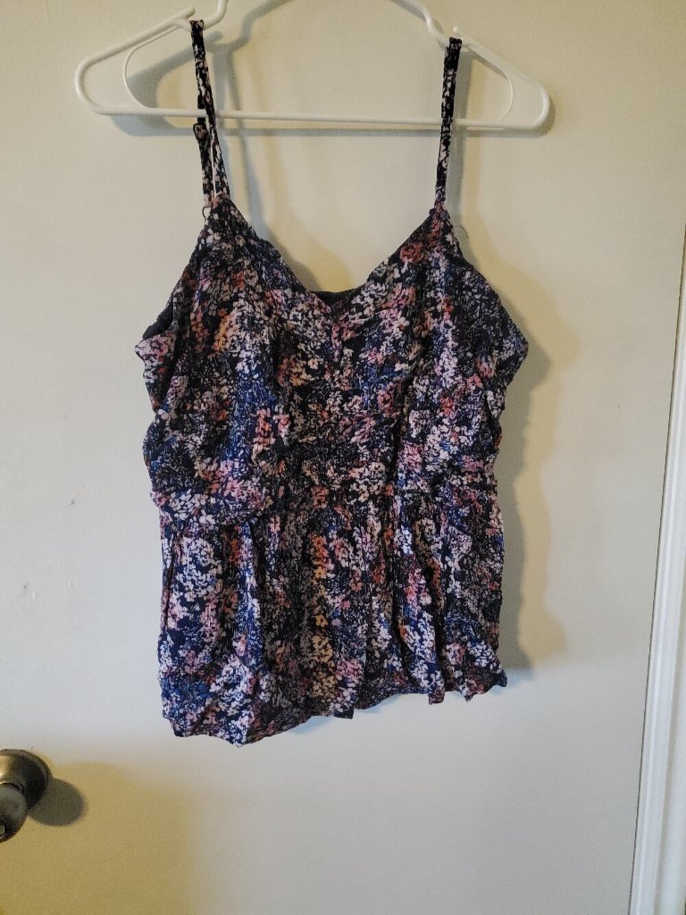 Blue and pink floral tank top